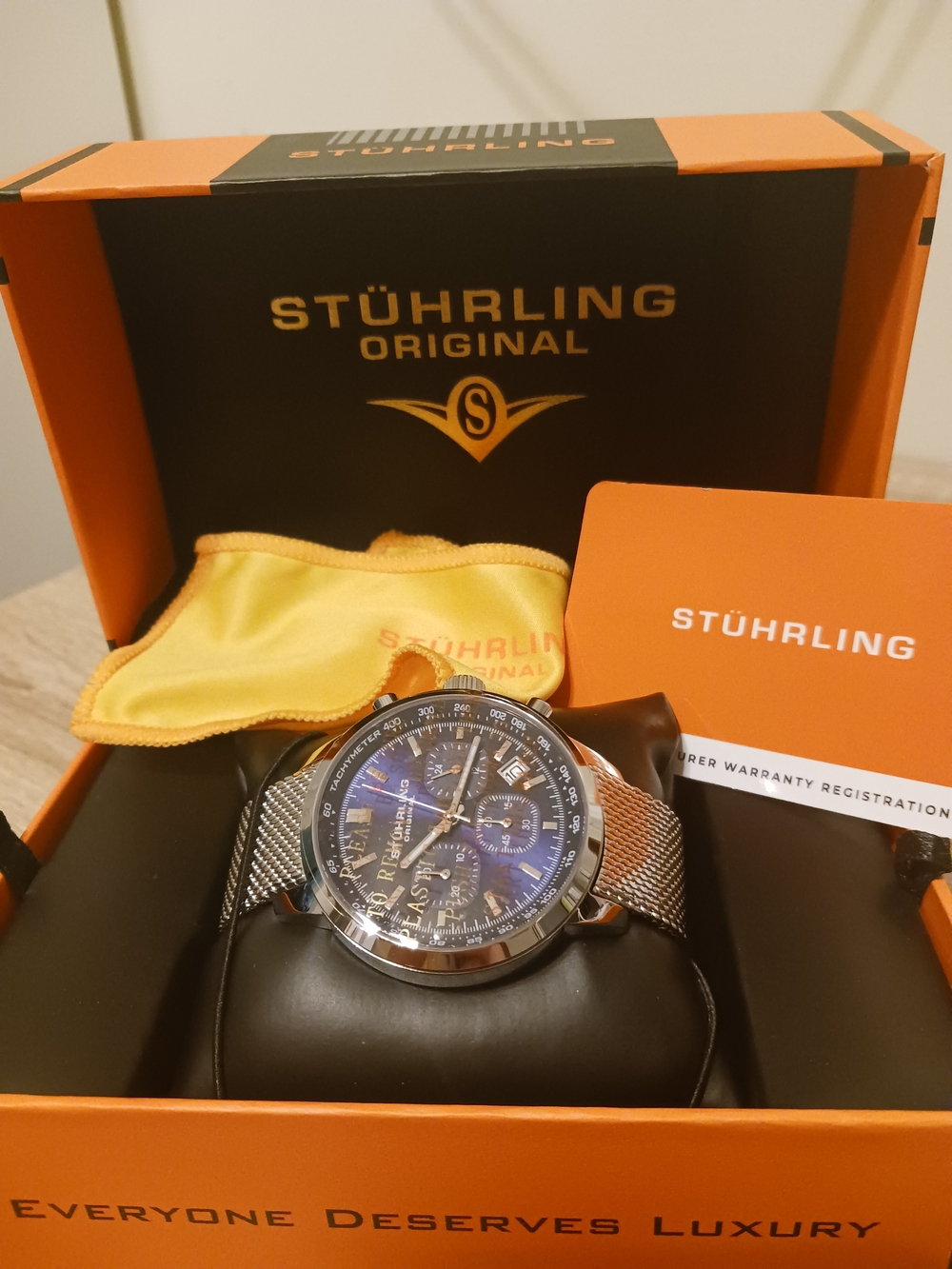 Stuhrling Original Chronoport 4082 Men's Quartz Chronograph Watch, 44mm